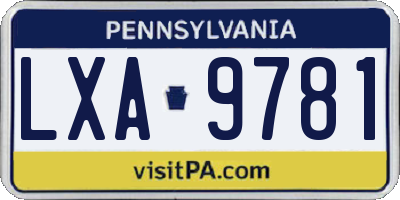 PA license plate LXA9781