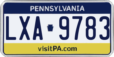 PA license plate LXA9783