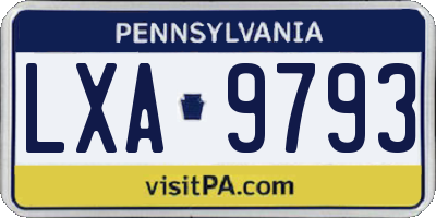 PA license plate LXA9793