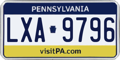 PA license plate LXA9796