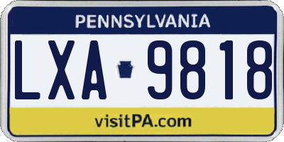 PA license plate LXA9818