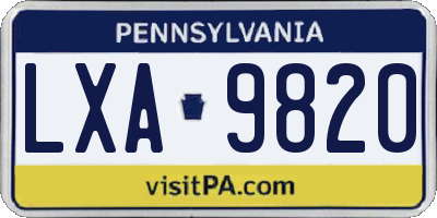 PA license plate LXA9820
