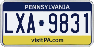 PA license plate LXA9831