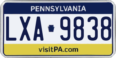 PA license plate LXA9838