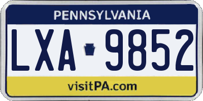 PA license plate LXA9852