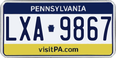 PA license plate LXA9867