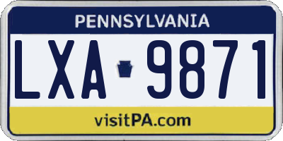 PA license plate LXA9871