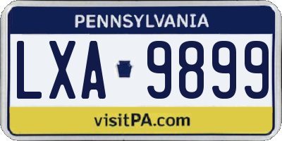 PA license plate LXA9899