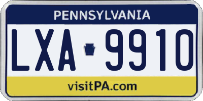PA license plate LXA9910