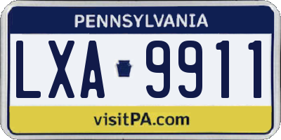 PA license plate LXA9911