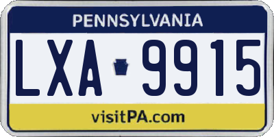 PA license plate LXA9915