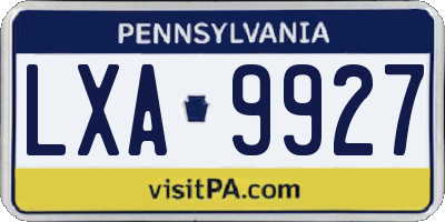 PA license plate LXA9927