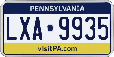 PA license plate LXA9935