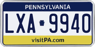 PA license plate LXA9940