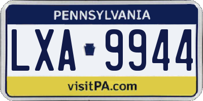 PA license plate LXA9944