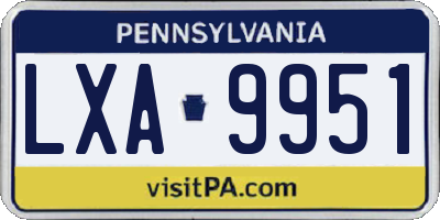 PA license plate LXA9951