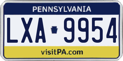 PA license plate LXA9954