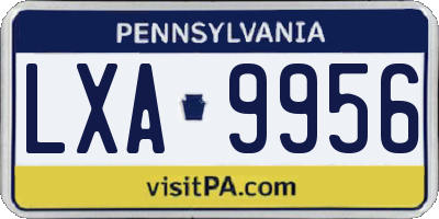 PA license plate LXA9956