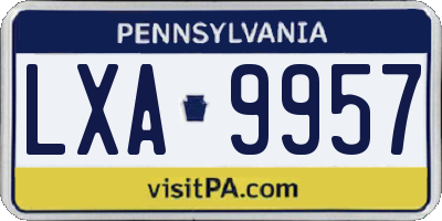 PA license plate LXA9957