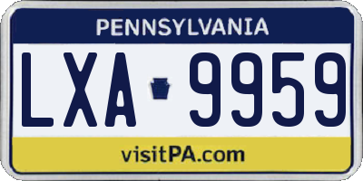 PA license plate LXA9959