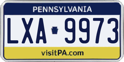 PA license plate LXA9973