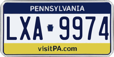 PA license plate LXA9974