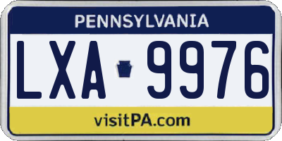 PA license plate LXA9976