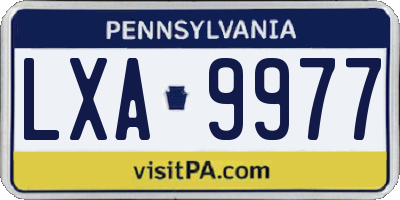 PA license plate LXA9977