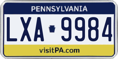 PA license plate LXA9984