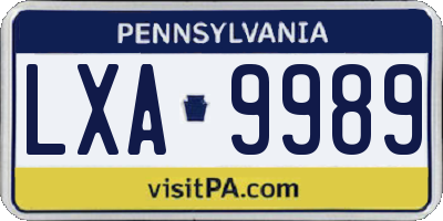 PA license plate LXA9989