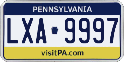 PA license plate LXA9997