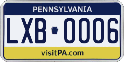 PA license plate LXB0006