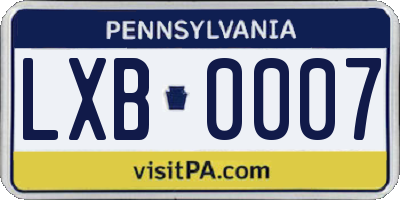 PA license plate LXB0007