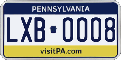 PA license plate LXB0008