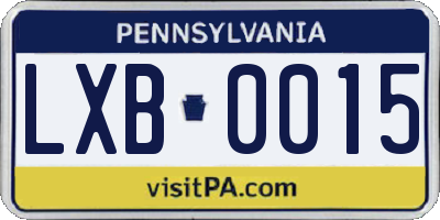 PA license plate LXB0015