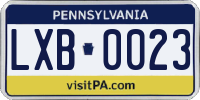PA license plate LXB0023