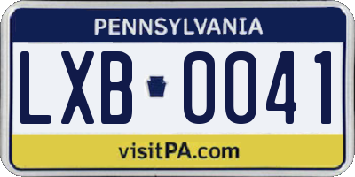 PA license plate LXB0041