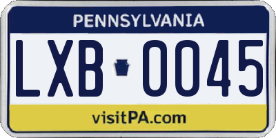 PA license plate LXB0045