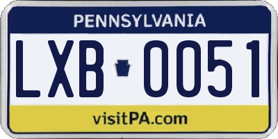 PA license plate LXB0051