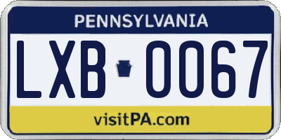 PA license plate LXB0067