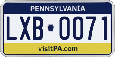 PA license plate LXB0071
