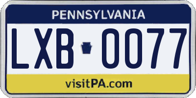 PA license plate LXB0077