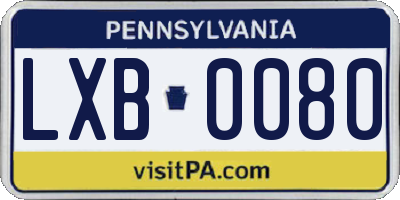 PA license plate LXB0080