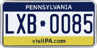 PA license plate LXB0085