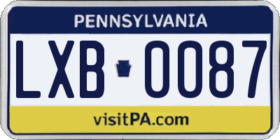 PA license plate LXB0087