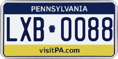PA license plate LXB0088