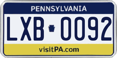 PA license plate LXB0092
