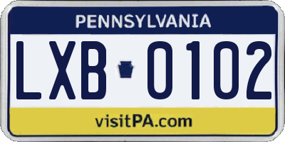 PA license plate LXB0102