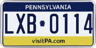 PA license plate LXB0114