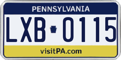 PA license plate LXB0115